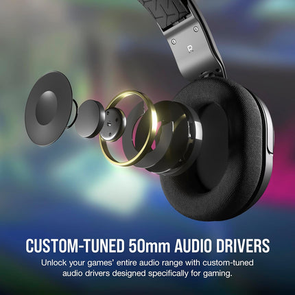 Corsair HS35 v2(Universal 3.5mm connectivity with PC,Xbox,PS, 50mm Audio Drivers,Floating Headband,Omni-Directional mic,On-Ear Volume Controls), Carbon