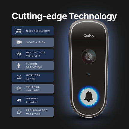 Qubo Smart WiFi Video Doorbell from Hero Group |Instant Phone Visitor Video Call | Intruder Alarm System |1080P FHD Camera|2-Way Talk |Alexa & OK Google | Plug and Play AC Chime