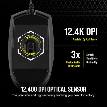 Corsair Katar Pro Ultra-Light Optical USB Gaming Mouse with Backlit RGB LED, 12400 DPI (Black)