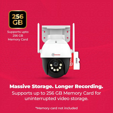 Trueview WiFi 3MP Mini Pan-Tilt-Zoom CCTV Camera | STQC Certified | Indoor & Outdoor Security Camera | Color Night Vision | Cloud & SD Card Storage up to 256GB | Two-Way Talk