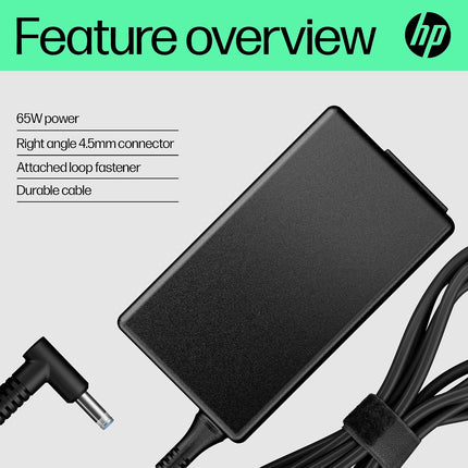 HP 65W Smart AC Adapter with 65W Power delivery and 4.5mm Connector (6H459AA) - Unboxify
