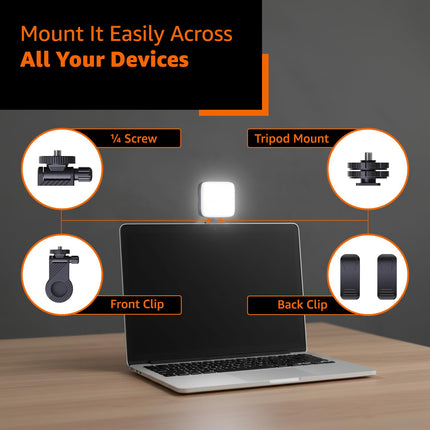 Amazon Basics LED Video Light for Photography, Live Streaming, Makeup & More | 2000 mAh | 3 Color Modes | 360° Rotation | Magnetic Absorption | Camera & Tripod Mountable | Rechargeable Battery