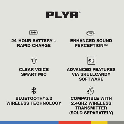 Skullcandy PLYR Wireless Over-Ear Gaming Headset with Mic- 50mm Drivers, Enhanced Sound Perception, AI Noise Cancelling, Dual Connectivity, 24Hr Battery, Xbox PlayStation PC Compatible – Black
