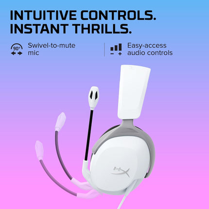 HyperX Cloud Stinger 2 Core Smartchoice- Gaming Headset for PlayStation, Lightweight Over-Ear Headset with mic, Swivel-to-Mute Function, 40mm Drivers (6H9B5AA), White