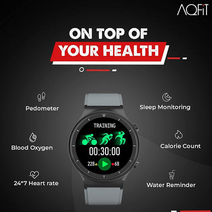 AQFIT W9 Bluetooth Calling Smartwatch 1.33" HD IPS Display, Fitness Tracker with SPO2, HeartRate, Multi Sports Mode, BT 5.0 for Men and Women (Grey)