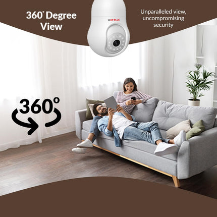 CP PLUS 3 MP Resolution Smart Wi-fi Bulb Security Camera | 360° View | 2 Way Talk | Motion Tracking & Detection Alert | Built-in Siren | Advanced Night Vision | IR Distance 15 Mtr. | CP-T31A