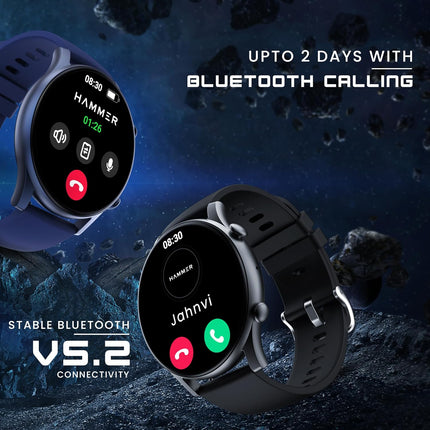 HAMMER Glide 1.43" AMOLED Display Smart Watch for Men with Bluetooth Calling, 466 * 466 PX, Always on Display, 800 Nits, Multiple Sports Modes (Charcoal Black)