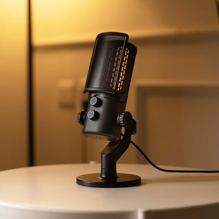 SKYVIK Glowcast USB Condenser Microphone with Noise Cancellation, RGB Lighting & Zero-Latency Monitoring for Podcasting, YouTube, Streaming & Gaming