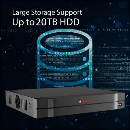 CP Plus 8Ch. 4K Network Video Recorder, Up to 8 Channel IP Camera Input, Instastream, H.265+ Compression, MJPEG Decoding, Support 1 SATA HDD up to 20TB Each, 80Mbps Incoming [CP-UNR-4K2081-V4]