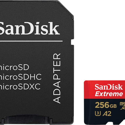 SanDisk Extreme Pro 256GB microSDXC UHS-I, V30, 200MB/s Read, 140MB/s Write, Memory Card for 4K Video on Smartphones, Action Cams and Drones