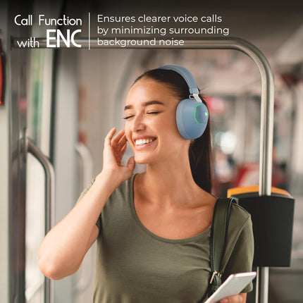 Zebronics Duke (2026 Upgrade) Wireless Headphone, BT v5.3, Upto 60 hrs Playback, 40mm Drivers, Deep Bass, ENC, Gaming Mode, Dual Pairing, LED Lights, Media/Volume Control, Call Function (Blue)