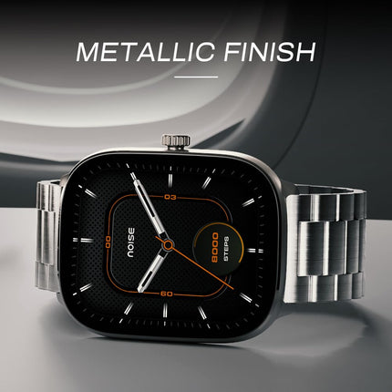 Noise New Macro Smart Watch with 2.0” HD Display,Metallic Finish BT Calling, Functional Crown, 7 Days Battery Life, Sleep Tracking, 200+ Watch Faces (Elite Silver)