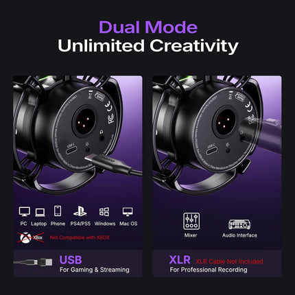 MAONO PD200X USB/XLR Dynamic Mic for Singing, PC, YouTube Recording. Professional Microphone with Programmable Software and 0-Latency Monitoring, Volume Control, Tap-to-Mute and Shock Mount, Black