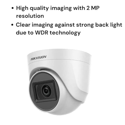 HIKVISION 2Mp Indoor Wired Color Camera for Dvr Ds-2Ce5Ad0T-Itp Eco Bnc/Dc, White - 1080P