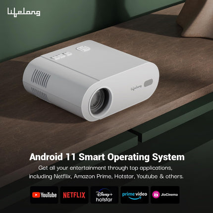 Lifelong Electronics TruePixel Smart Projector | Android, 1080P Full HD Native & 4K Ultra HD Support | 6000 Lumens | for Room & Outdoors | All OTT Apps | WiFi/BT, Mirroring, USB, HDMI, Speakers