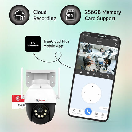 Trueview 3MP 4G Mini PT Security Camera with SIM Support | All-Time Color Vision | 360° Pan | Two-Way Audio | Human Detection | 256GB SD & Cloud | IP66 Waterproof | Alexa Compatible | STQC Certified