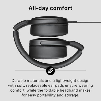 Sennheiser HD 400U Wired Over-Ear Headphones with Mic, USB-C, Dynamic Bass Sound, Foldable Lightweight Design, Noise Isolation and One-Button Call Control, Black
