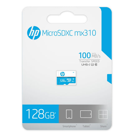 HP 128GB MicroSD Memory Card | SDXC mx310 Class 10 | UHS-I, U1 Card | Upto 100MB/s R | Compitable with Smartphones, Camera, CCTV | Memory Card