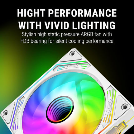 Ant Esports Sciflow 120mm 3 IN 1 ARGB Case Fan Kit - White, RGB Controller, Remote Controller, PWM Control, 1500 RPM, 65.4 CFM Airflow