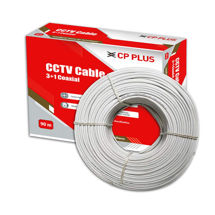 CP PLUS 3+1 Coaxial Pure Copper CCTV Camera Cable (90 Meter) (White Color)