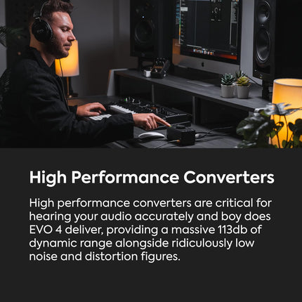 Audient EVO 4 2in/2out USB Audio Interface with Smartgain, 2 Mic Preamps, Dual XLR/TRS Mic/Line/DI Inputs, 48V Phantom Power, Loopback & Software Bundle - Unboxify