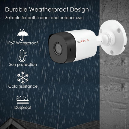 CP Plus 2.4MP IR Bullet Camera with Support Built in Mic | 1080P Full HD Recording | Max 30fps| Illumination Range of 20 Mtrs, IP67 – CP-URC-TC24PL2C Support Built-in Mic [CP-URC-TC24PL2C-V3]