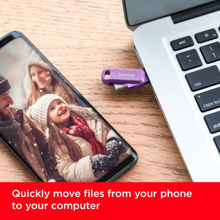 SANDISK Ultra Dual Drive Go Type-C 128GB, OTG, Upto 400MB/s, Pendrive, Lavender, 5Y Warranty (SDDDC3-128G-I46LPD)
