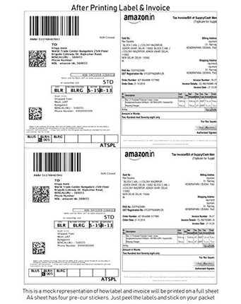 Securement Easyship Sticky Labels Matt (A4 Size Sheet with 4 Pre-Cut Labels Per Sheet) - to Print Easyship Order - Suitable for Any Printers (1000 Sheets)