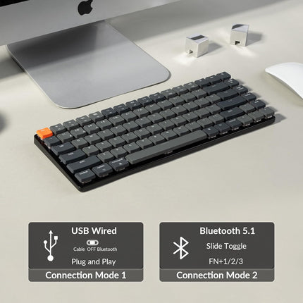 Keychron K3 Version 2, 84 Keys Ultra-Slim Wireless Bluetooth/USB Wired Mechanical Keyboard (Ten Keys Missing)