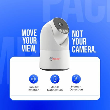 Trueview 3MP Smart Wi-Fi Robot Home Security Camera (Pack of 2) – 360° Pan-Tilt, All-Time Color Night Vision, Smart AI Motion Tracking, 2-Way Audio, BIS-ER (STQC Certified) T18296S