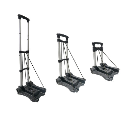 Bigapple Aluminium Alloy, Plastic Portable Platform Hand Trolley, Heavy Duty 2 Wheel Solid Construction Utility Cart Compact and Light Weight with 40kg Loading (Black)