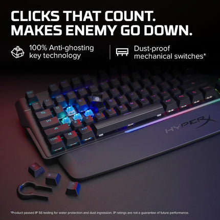 HyperX Alloy Mkw100 Mechanical Gaming Keyboard, Dynamic RGB Lighting, Onboard Memory to Save Lighting Profiles, Dust-Proof Mechanical Switches (4P5E1Aa#Aba), Wired, Black