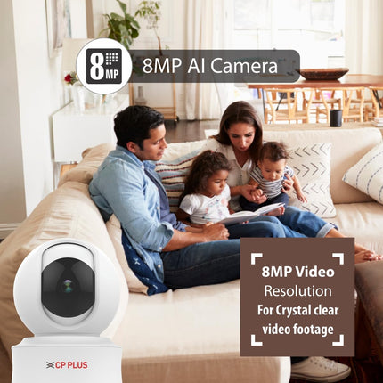 CP PLUS 8 MP Resolution Smart Wi-fi Ai CCTV Camera | 2 Way Talk | Human Body Detection & Motion Tracking Alert | Supports Vehicle & Crossline Detection Powered by Ai | Advanced Night Vision | CP-E81AR - Unboxify