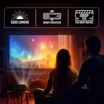 ZEBRONICS PIXAPLAY 15 Smart LED Projector with Dolby Audio, 5500 lumens, 4K Support, 180 Inch Screen Size, Supports Miracast, Bluetooth, USB, HDMI, WiFi, APP Support, 1080p Native