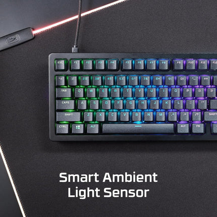 HyperX Alloy Rise – Hot-Swappable Mechanical Gaming Keyboard, PC, Ambient Light Sensor, Gasket Mounted, HyperX Linear Switches