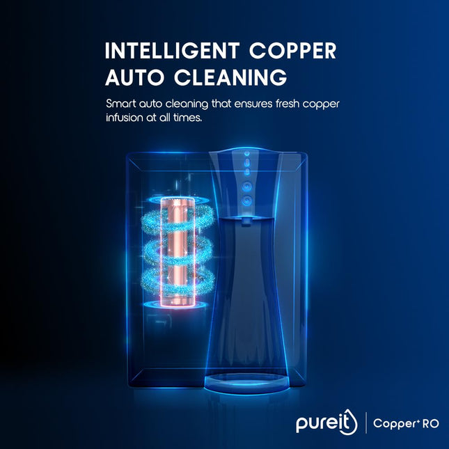 Pureit RO+UV+MF+Copper+Mineral | 7 Stage Purification | 8L Capacity | Suitable for Borewell, Tanker & Municipal Water | Table Top | Wall Mountable | Black & Copper