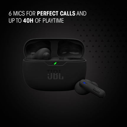 JBL Wave Beam 2 Ear Buds Wireless BluetoothV5.3, Active Noise Cancellation Earbuds,Multi Connect, App for Customized Extra Bass Eq, Relax Mode,Speed Charge, 40H Playback, Fast Pair,4 Mics,IP54 (Black)