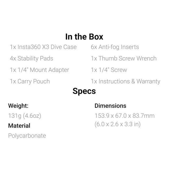 Insta360 X3 Dive Case - Waterproof Up to 50m (164ft)