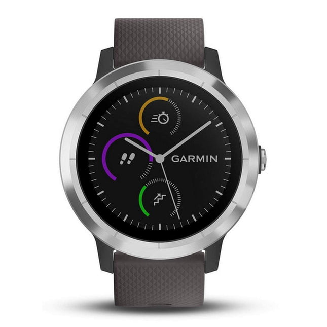 Garmin Stainless Steel Vivoactive 3 Smartwatch with Band (Grey/Black)