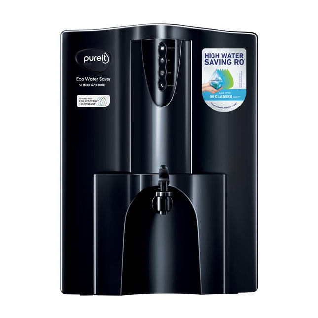 Pureit Eco Water Saver RO+UV+MF+Mineral | 7-Stage | 10L | Up to 60% Saving | Suitable for Borewell, Tanker & Municipal Supply | Table Top | Wall Mountable | Black
