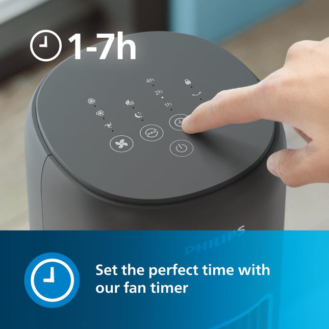 PHILIPS CX 5535/11 High Performance Bladeless Technology Tower Fan with Touchscreen Panel, Quiet Operation, Low Power Consumption and Lightweight Portable Body., Black, 400 mm (Without Remote)