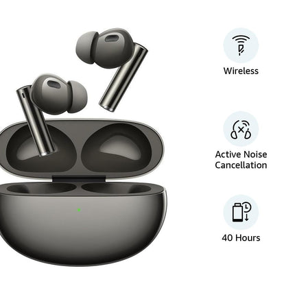 realme in Ear Wireless Buds Air 6 Pro with Dual Drivers (11MM+6MM tweeter), 40 Hrs Play Time,50 Db ANC, Lhdc 5.0, 55Ms Low Latency, 360° Spatial Audio, Ip55 Dust&Water Resistant, Bt V5.3