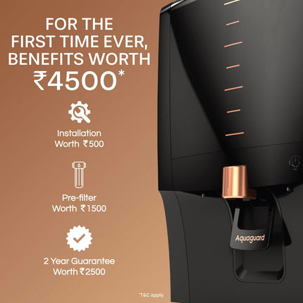 Aquaguard Enrich Aura 2X Aquasaver RO+UV+Copper | Needs No Service for 2 Years | 60% Water Saving | Includes Mega Sediment filter | 7-Stage Purification | 7L storage