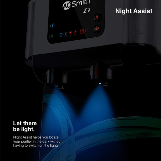 AO Smith Z9 Instant Hot+Ambient Water Purifier for Home with MIN-TECH | 10L Storage | 8-Stage Purification |100% RO + SCMT (Silver Charged Membrane Tech) | 55% Water Savings