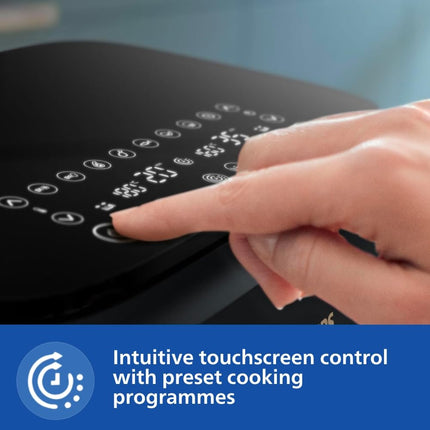 PHILIPS Air Fryer NA352/00 with Rapid Air Technology, 9L capacity, Dual basket (6L & 3L) for full oven tray cooking, 8 Preset Menus, Intuitive touch control, 90% less oil, 500+ Recipes, Extra Large