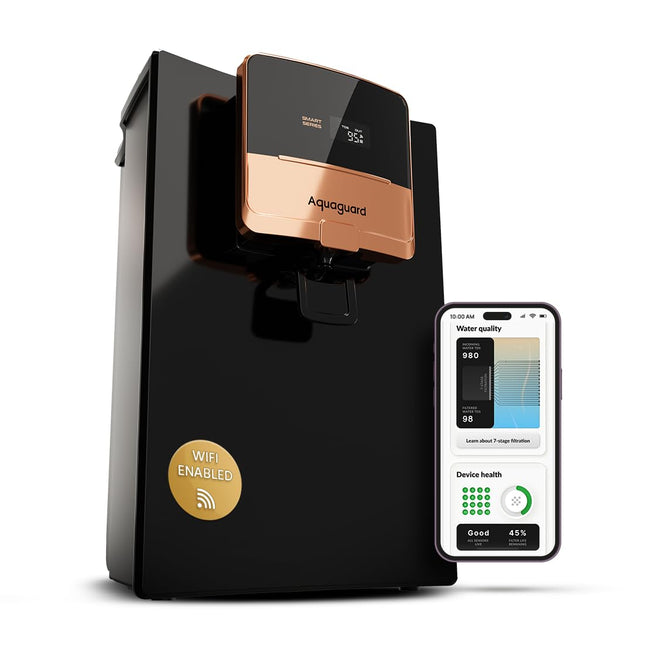 Aquaguard Ritz Pro RO+UV+Copper | 2 year filter life | SMART Purifier | TDS Display | Filter Life Tracking | Water intake Tracker | Service Alert | Includes Mega Sediment filter | 9 Stage Purification