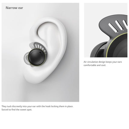 LG TONEFree Fit TF7Q True Wireless Earbuds, Active Noise cancellation, IP67, 3D Sound Stage, UV Nano, Game Mode, 30 hour Battery, Swivel fit Technology