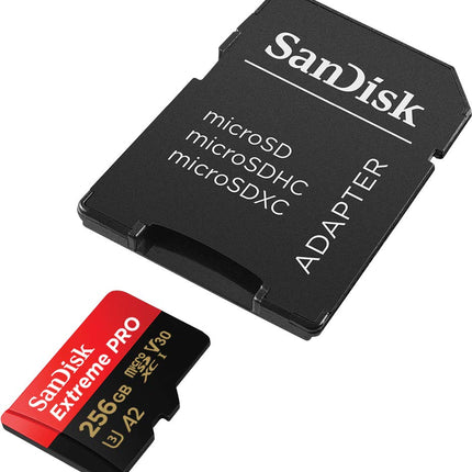 SanDisk Extreme Pro 256GB microSDXC UHS-I, V30, 200MB/s Read, 140MB/s Write, Memory Card for 4K Video on Smartphones, Action Cams and Drones