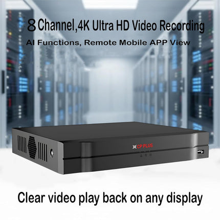 CP Plus 8Ch. 4K Network Video Recorder, Up to 8 Channel IP Camera Input, Instastream, H.265+ Compression, MJPEG Decoding, Support 1 SATA HDD up to 20TB Each, 80Mbps Incoming [CP-UNR-4K2081-V4]