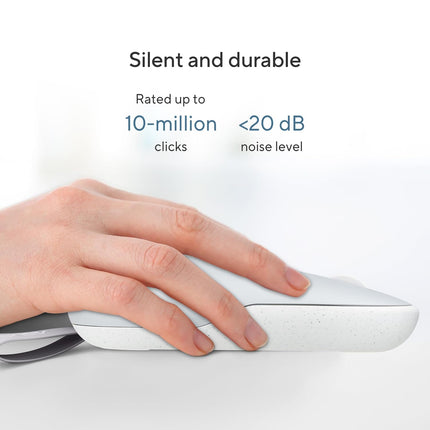 ASUS Marshmallow MD100 Wireless Bluetooth Mouse with Dual Mode (Bluetooth 5.0 & 2.4GHz), Silent Clicks, Adjustable 800/1000/1600 DPI, Multi-Device, Ergonomic Design, Grey, 1-Year Warranty